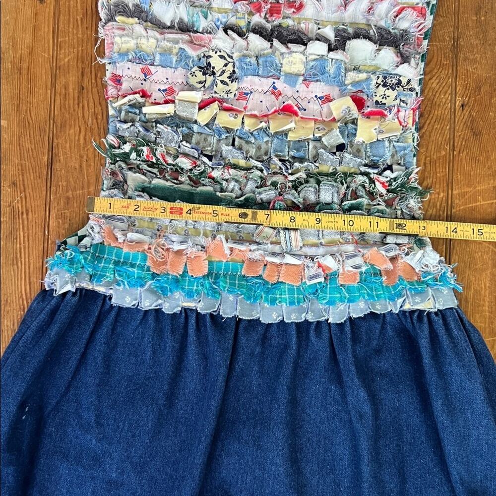 Colorful Patchwork Dress unique custom hand made denim rag maxi dress size small - Picture 4 of 8